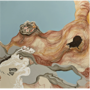Himeros II (Tríptico) . Sanguina, yeso y óleo sobre tela . 435 x 145 cm . 2004